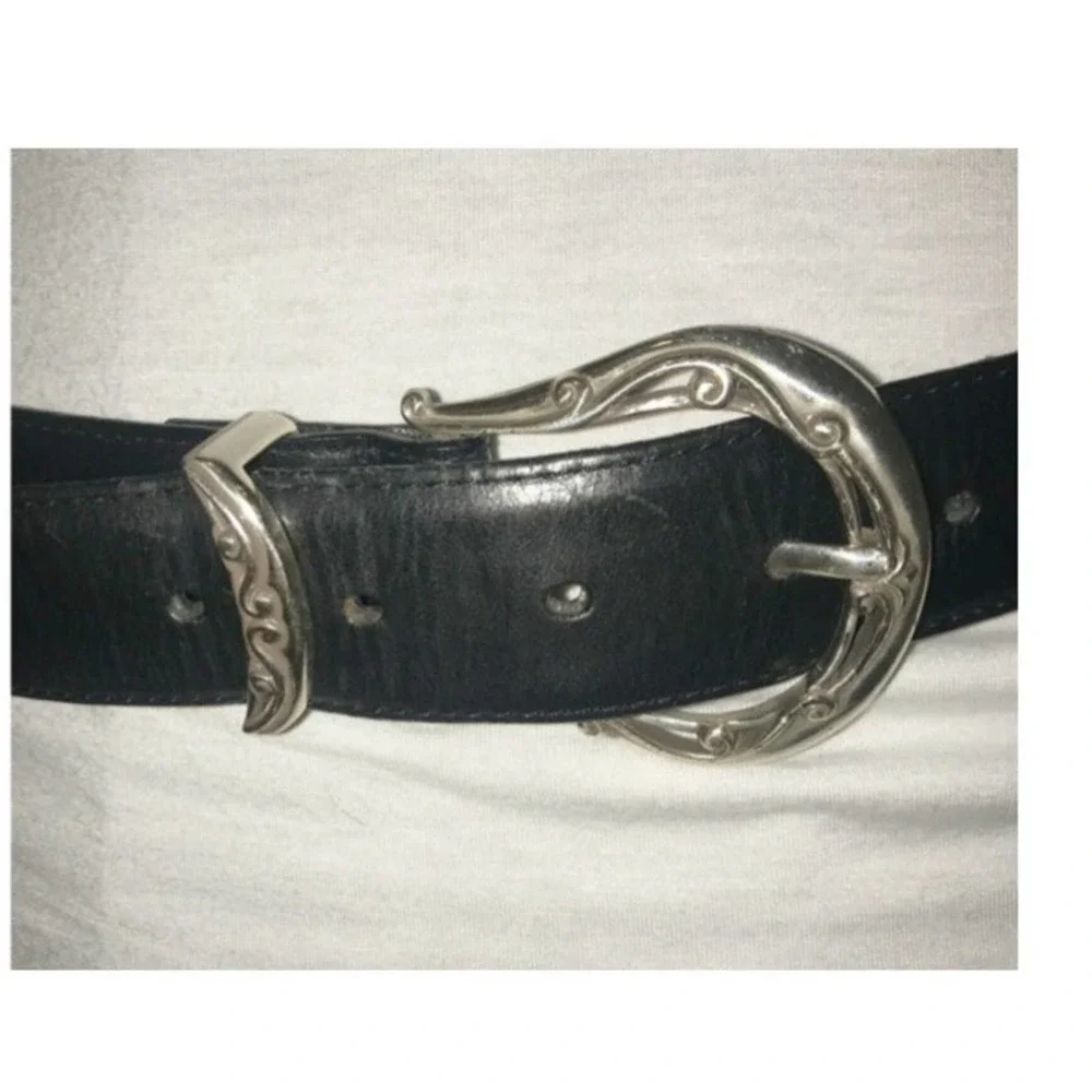 Brighton black leather belt